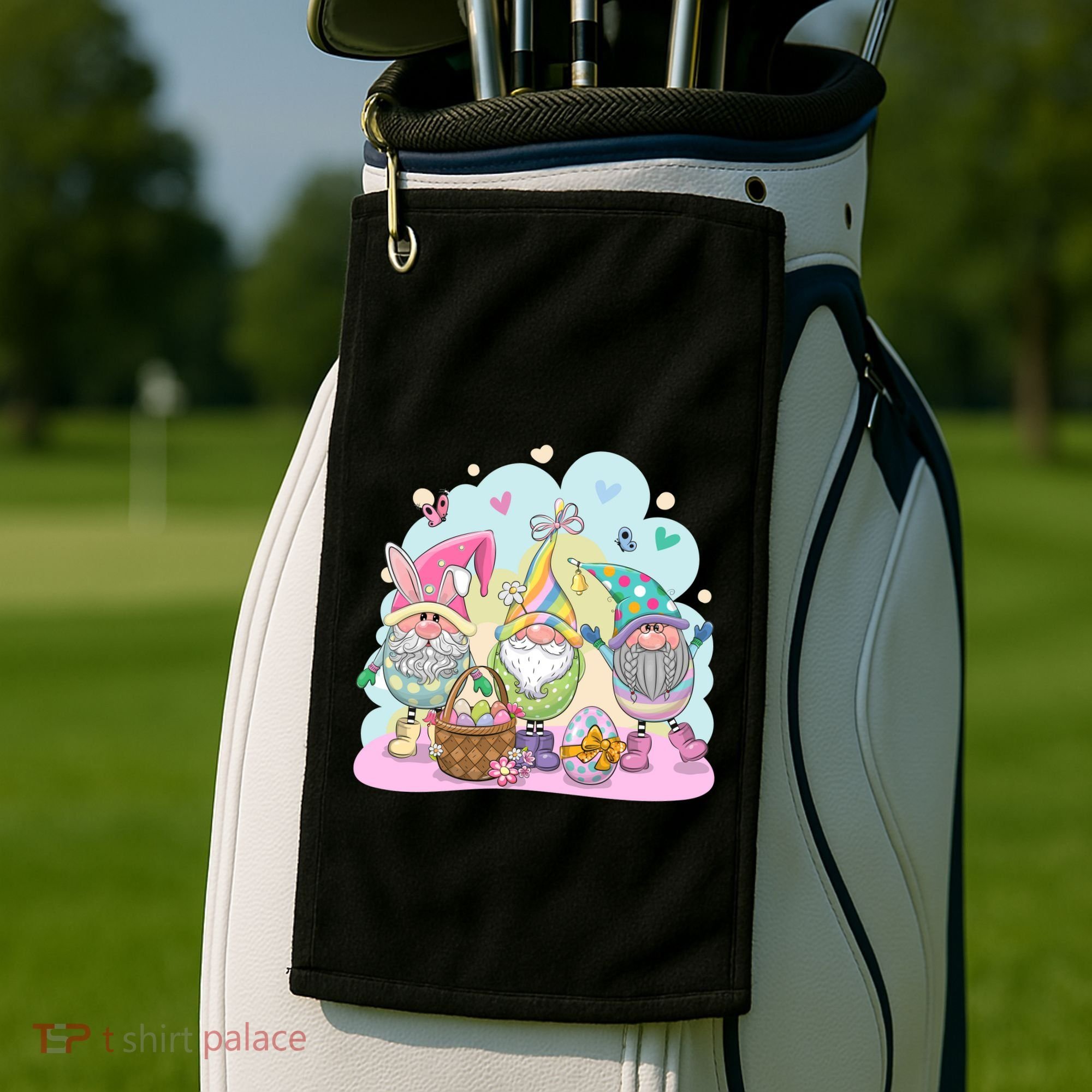 Easter Bunny Spring Gnome Egg Hunt Cute Basket Golf Towel