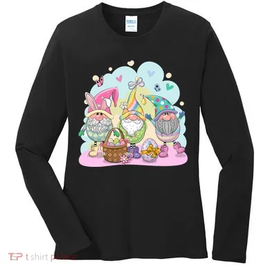 Easter Bunny Spring Gnome Egg Hunt Cute Basket Women's Long Sleeve Shirt