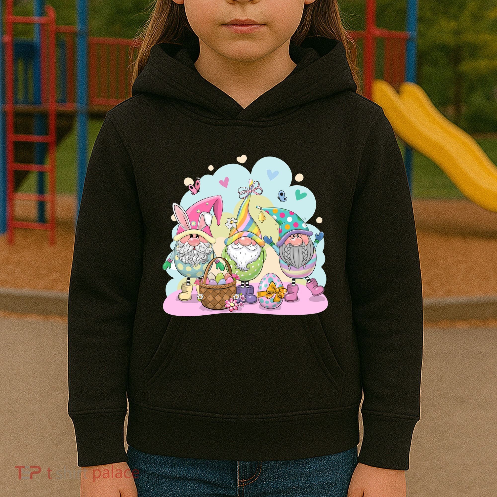 Easter Bunny Spring Gnome Egg Hunt Cute Basket Kids Hoodie