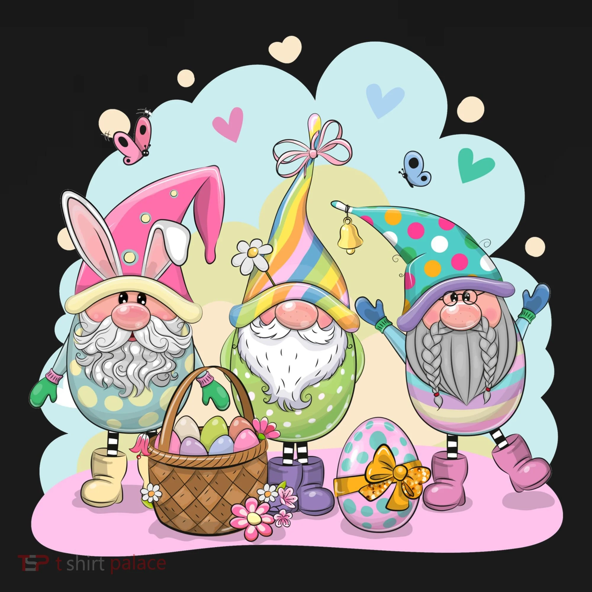 Easter Bunny Spring Gnome Egg Hunt Cute Basket Kids Hoodie