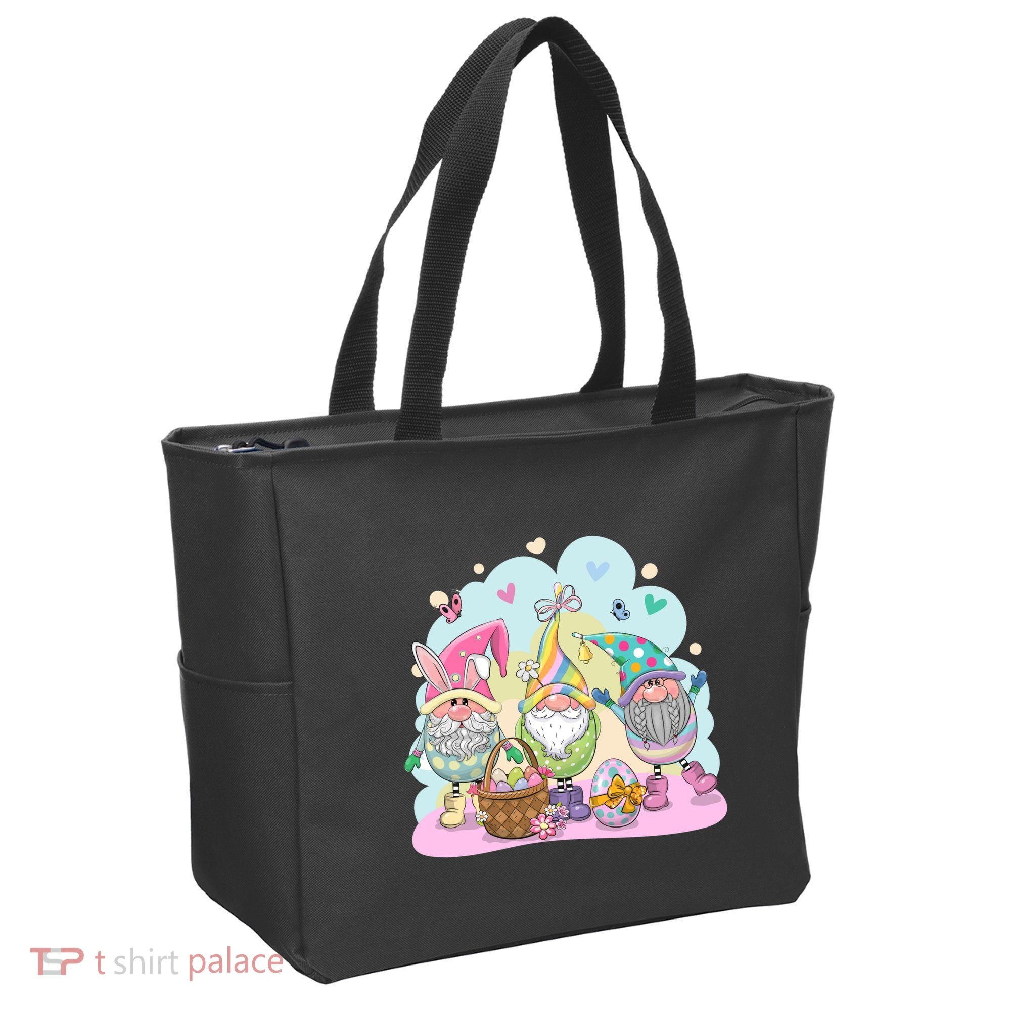 Easter Bunny Spring Gnome Egg Hunt Cute Basket Tote Bag