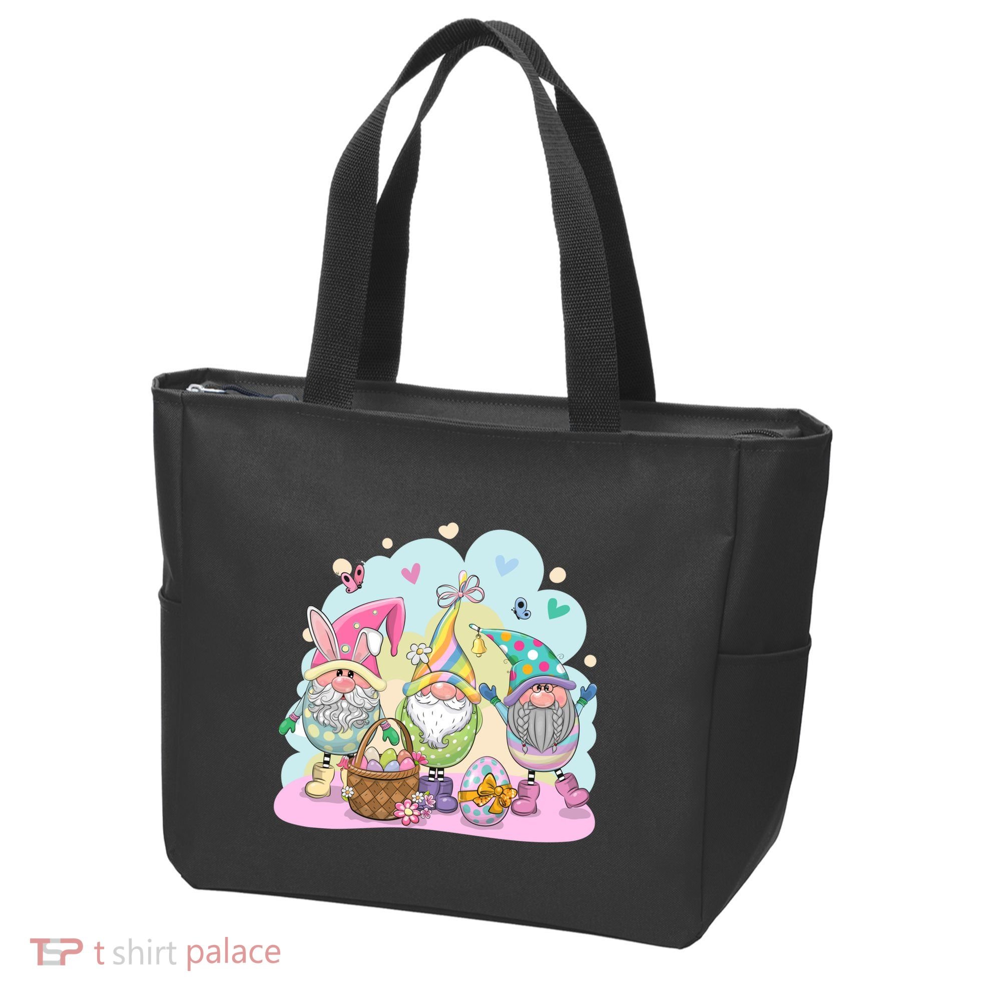 Easter Bunny Spring Gnome Egg Hunt Cute Basket Tote Bag