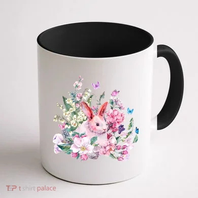 Easter Bunny Spring Flower Coffee Mug back