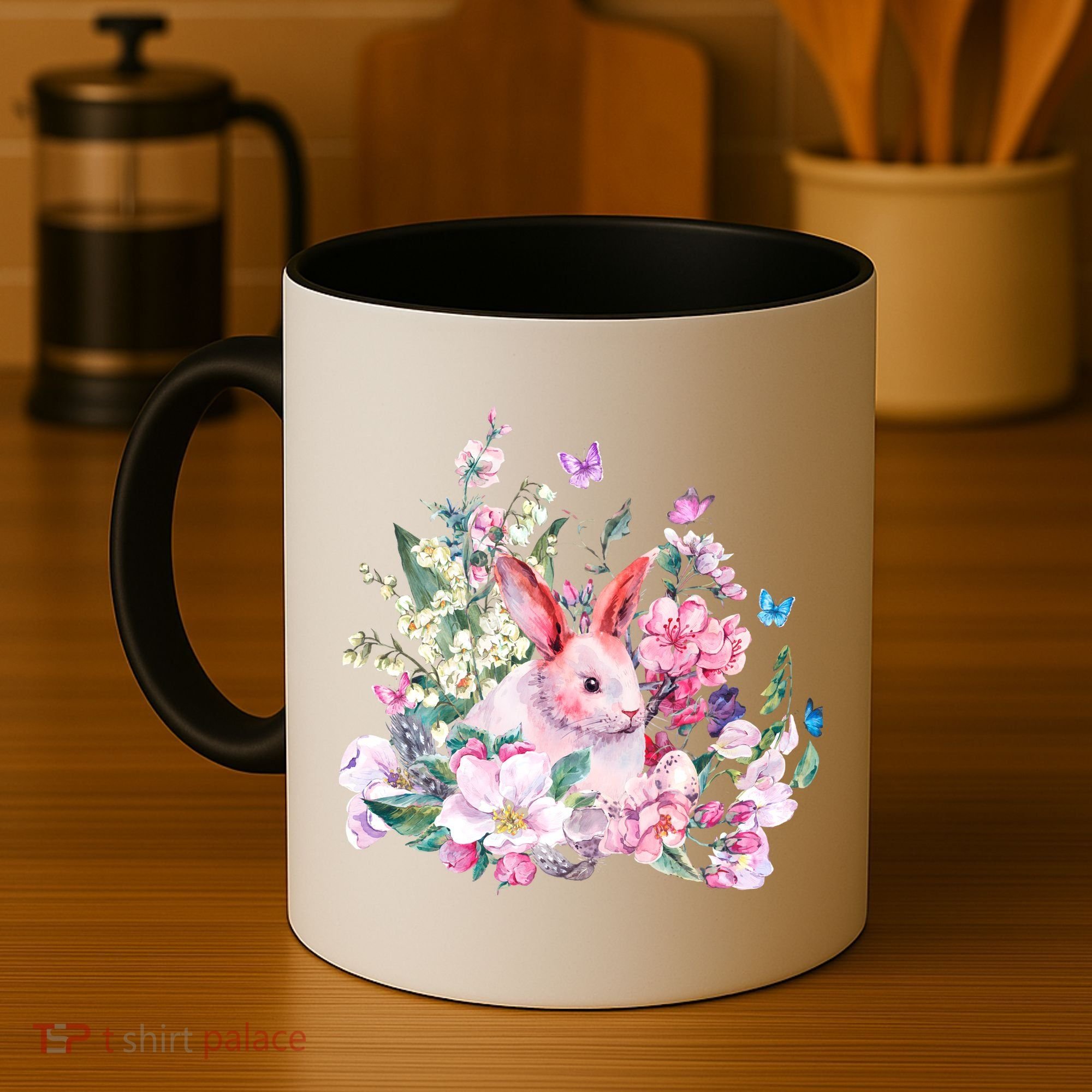 Easter Bunny Spring Flower Coffee Mug