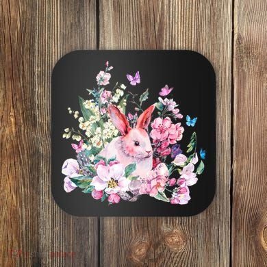 Easter Bunny Spring Flower Coaster