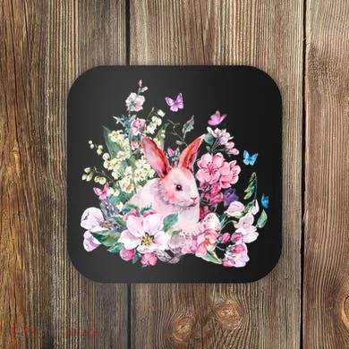 Easter Bunny Spring Flower Coaster