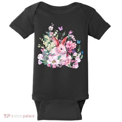 Easter Bunny Spring Flower Baby Bodysuit