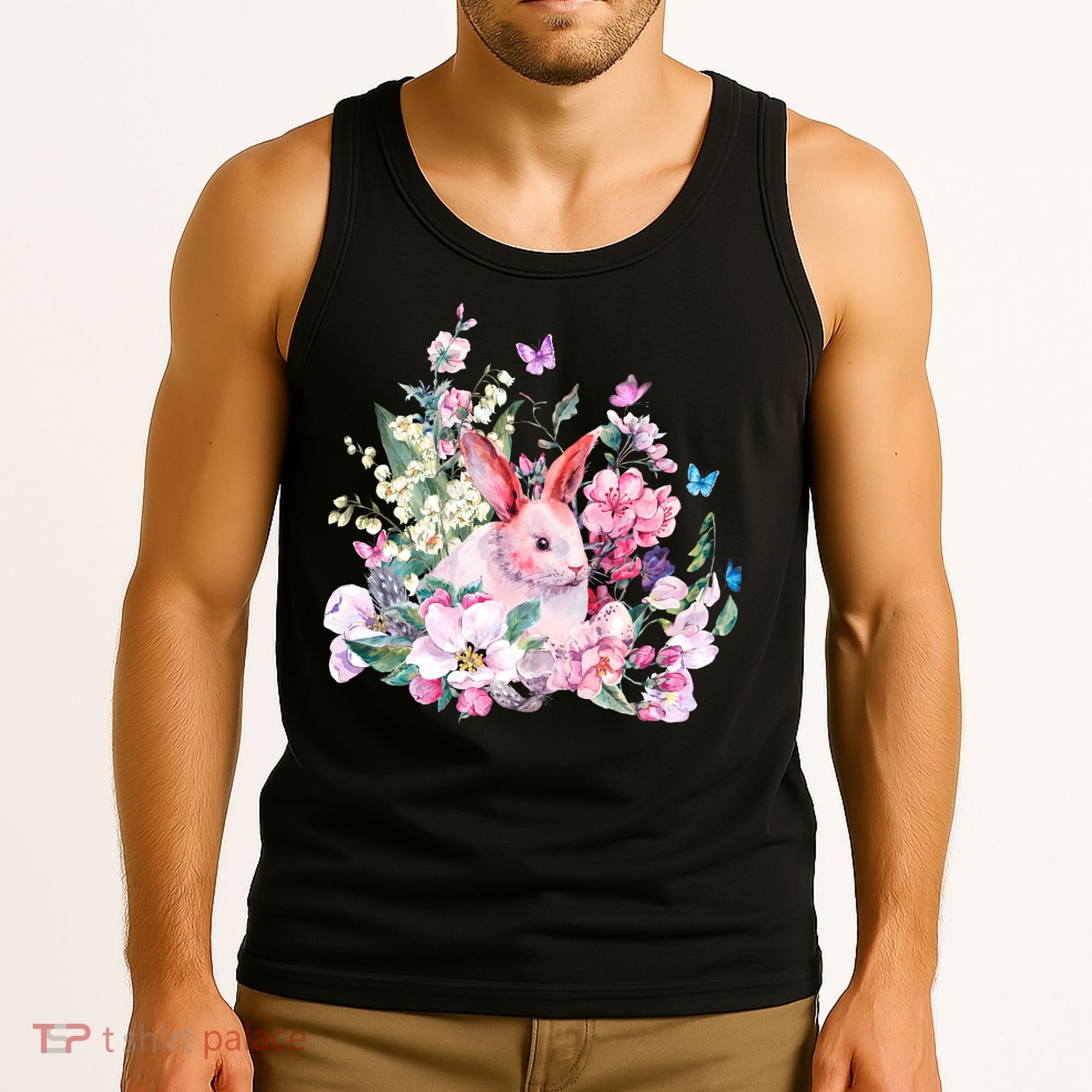 Easter Bunny Spring Flower Tank Top