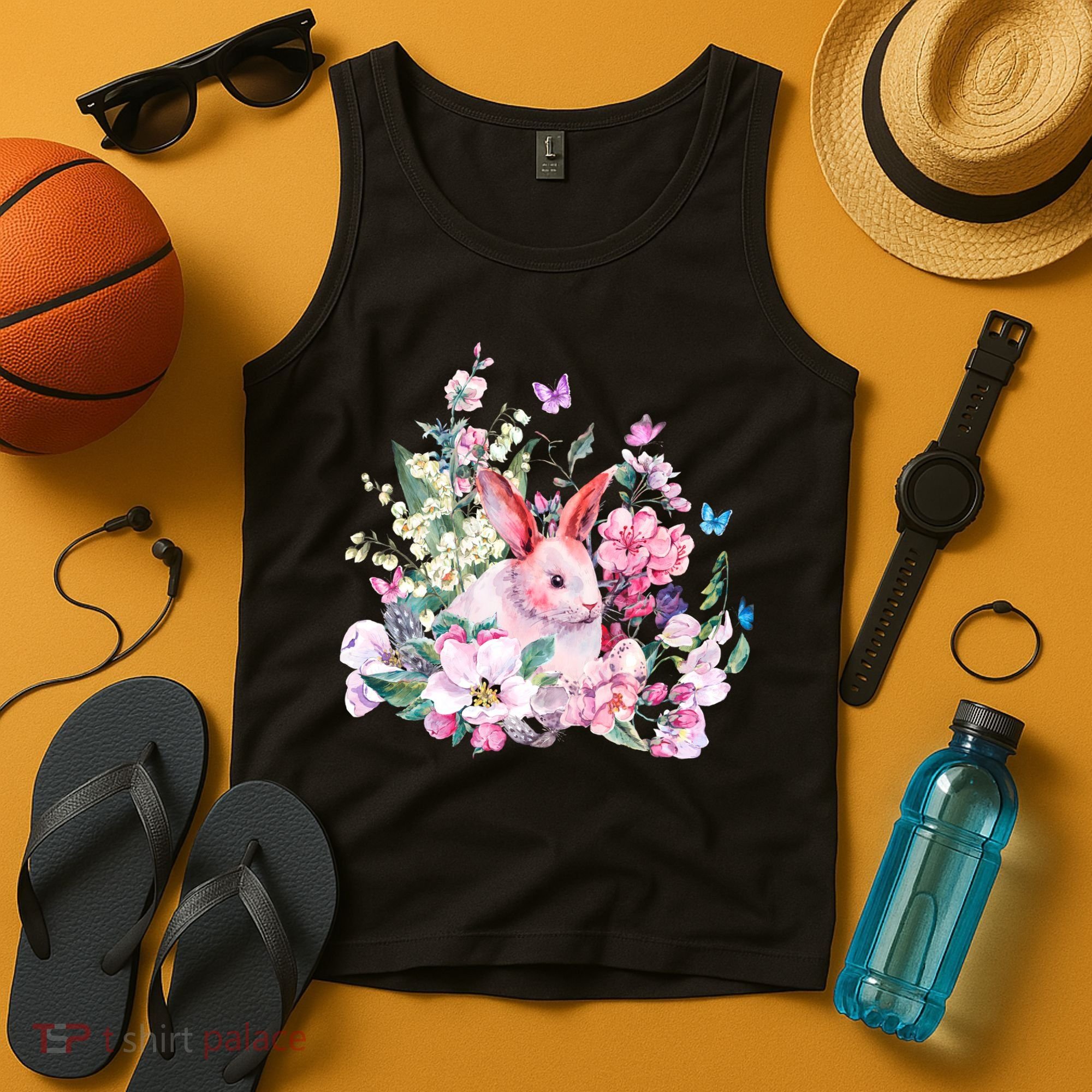 Easter Bunny Spring Flower Tank Top