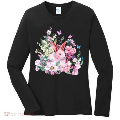 Easter Bunny Spring Flower Women's Long Sleeve Shirt