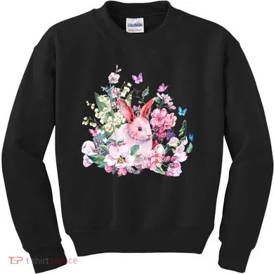 Easter Bunny Spring Flower Kids Sweatshirt