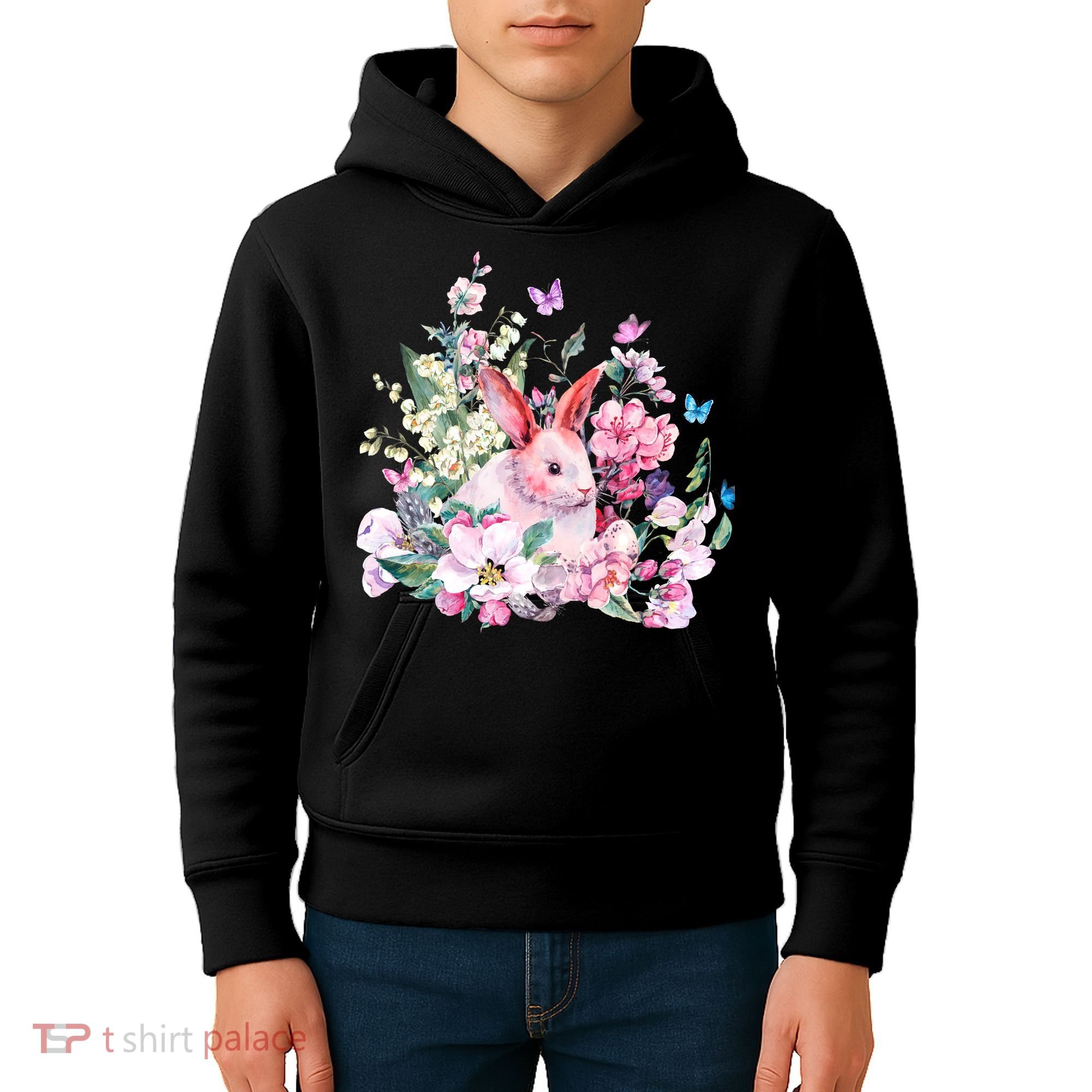 Easter Bunny Spring Flower Kids Hoodie