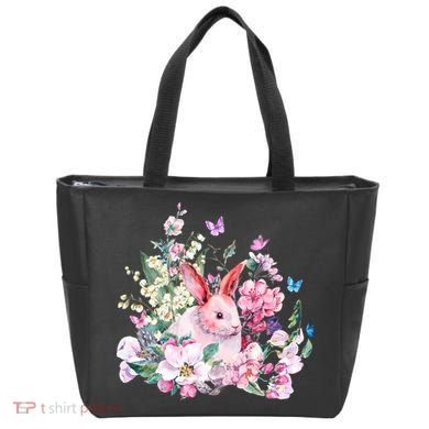 Easter Bunny Spring Flower Tote Bag
