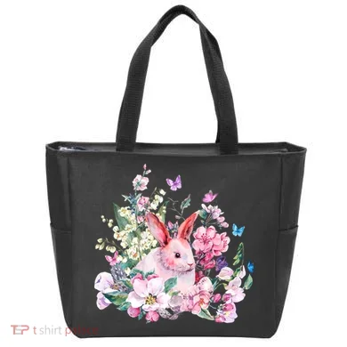 Easter Bunny Spring Flower Tote Bag