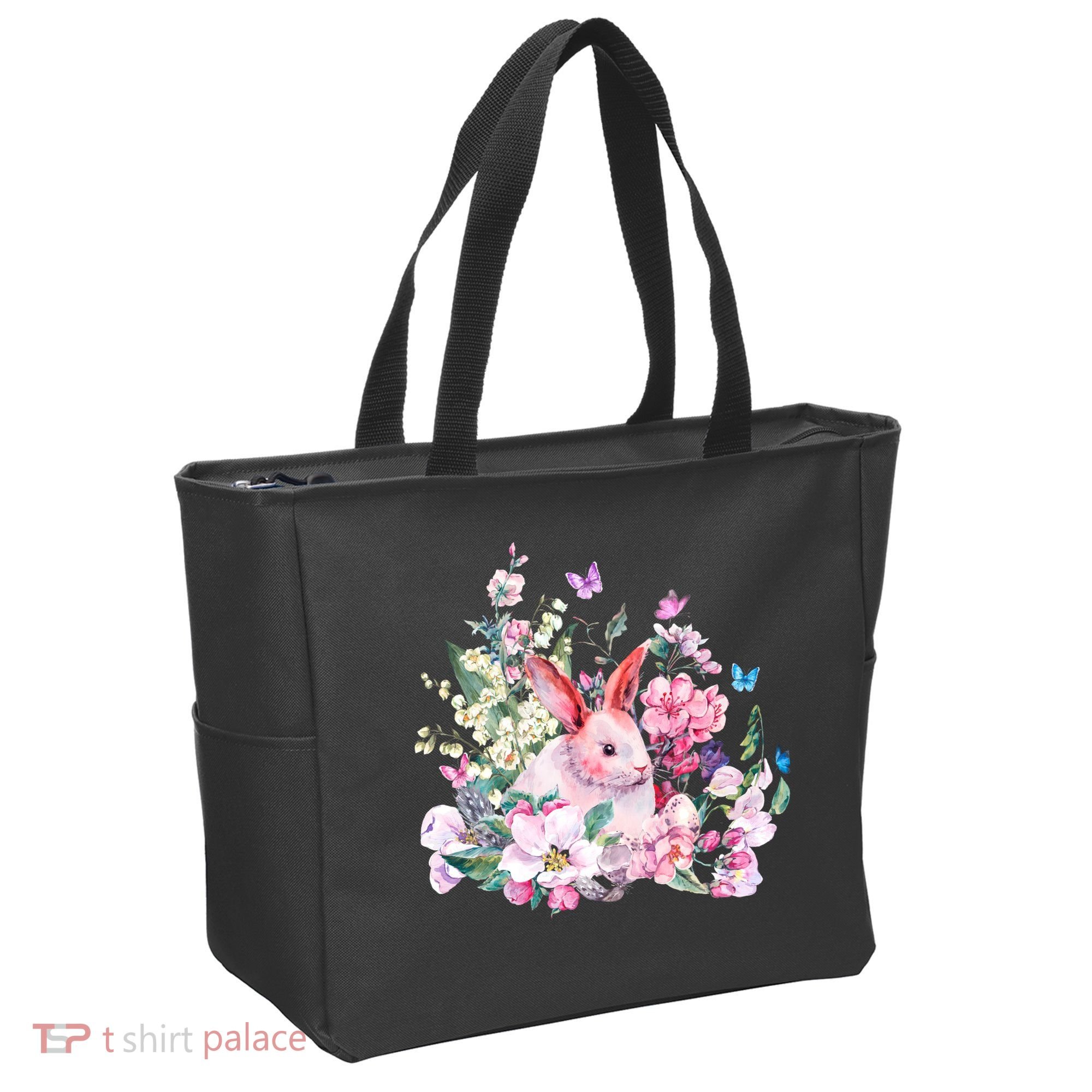 Easter Bunny Spring Flower Tote Bag