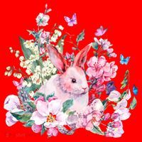 Easter Bunny Spring Flower Santa Hat thumb 1