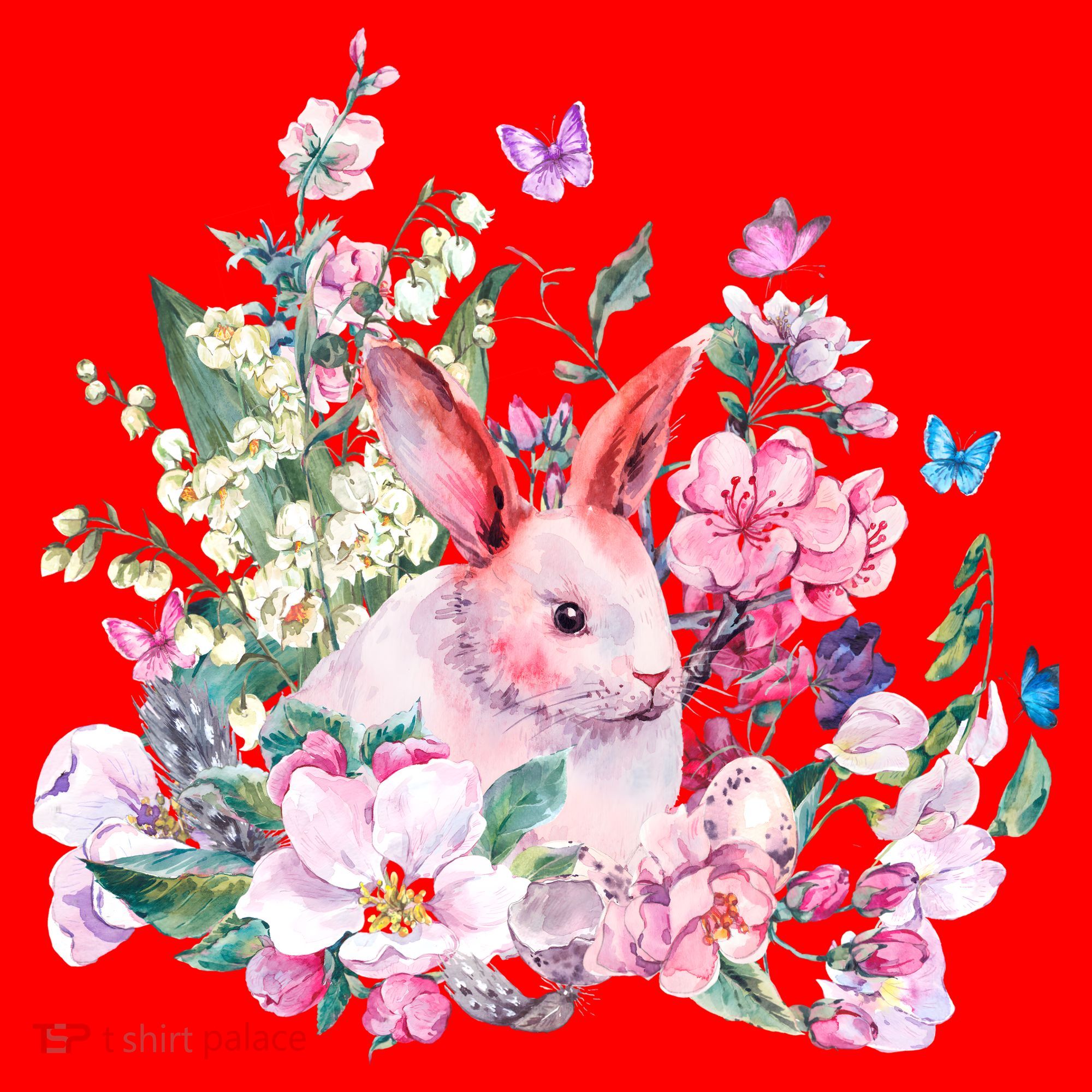 Easter Bunny Spring Flower Santa Hat