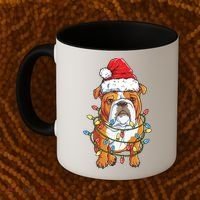 English Bulldog Santa Christmas Tree Lights Xmas Boys Dog Gift Coffee Mug thumb 2