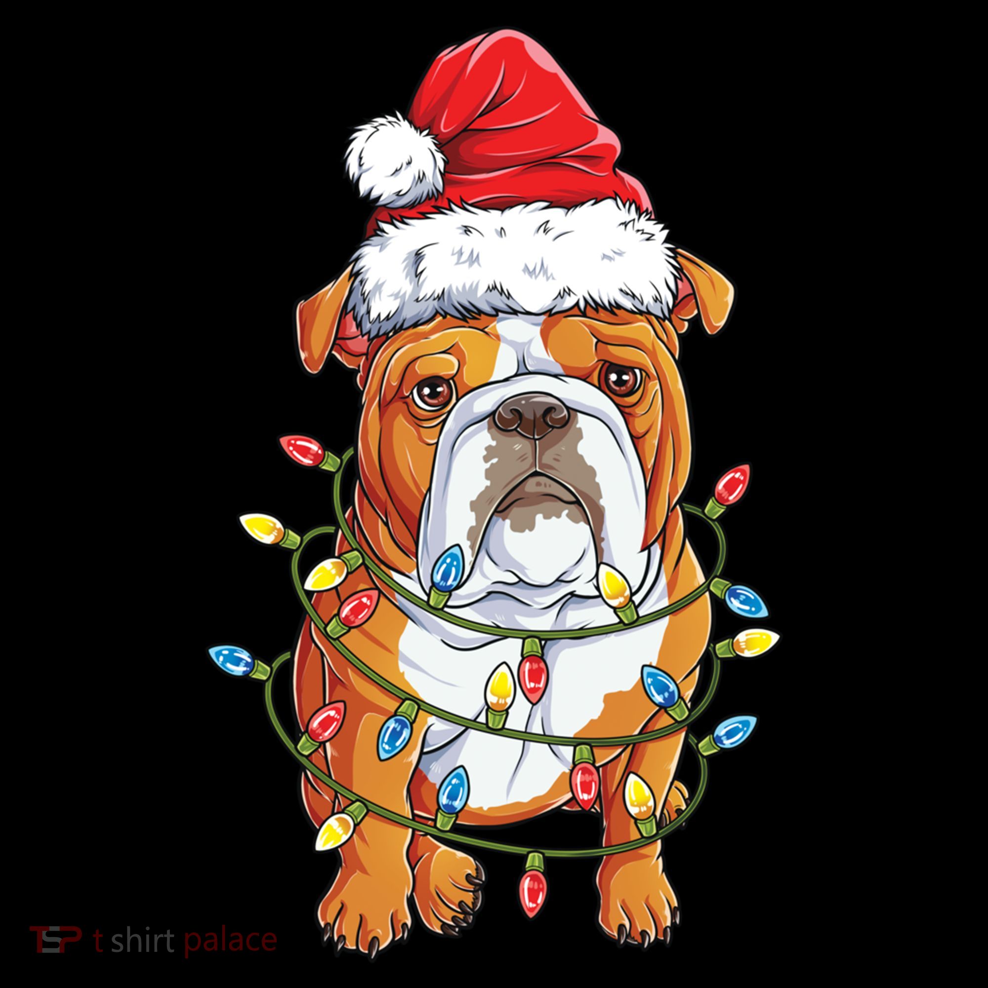 English Bulldog Santa Christmas Tree Lights Xmas Boys Dog Gift Coffee Mug