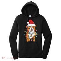 English Bulldog Santa Christmas Tree Lights Xmas Boys Dog Gift Women's Hoodie thumb 0