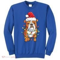 English Bulldog Santa Christmas Tree Lights Xmas Boys Dog Gift Sweatshirt thumb 0