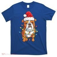 English Bulldog Santa Christmas Tree Lights Xmas Boys Dog Gift T-Shirt thumb 0