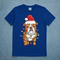 English Bulldog Santa Christmas Tree Lights Xmas Boys Dog Gift T-Shirt thumb 5