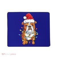 English Bulldog Santa Christmas Tree Lights Xmas Boys Dog Gift Mousepad thumb 0