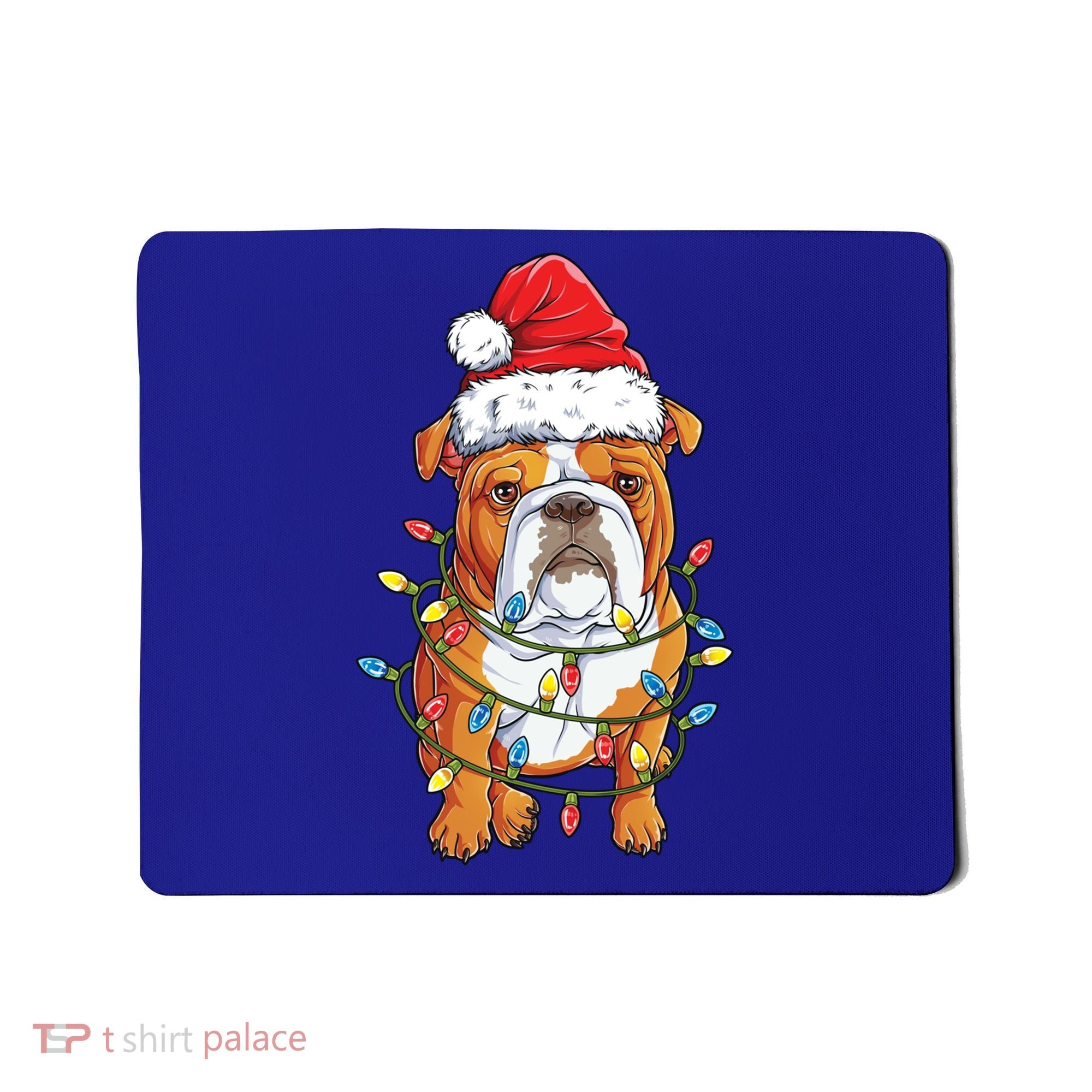 English Bulldog Santa Christmas Tree Lights Xmas Boys Dog Gift Mousepad