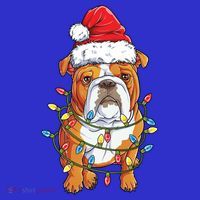 English Bulldog Santa Christmas Tree Lights Xmas Boys Dog Gift Mousepad thumb 1