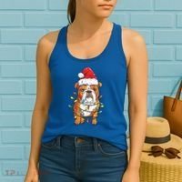 English Bulldog Santa Christmas Tree Lights Xmas Boys Dog Gift Women's Tank Top thumb 2