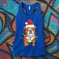 English Bulldog Santa Christmas Tree Lights Xmas Boys Dog Gift Women's Tank Top thumb 3
