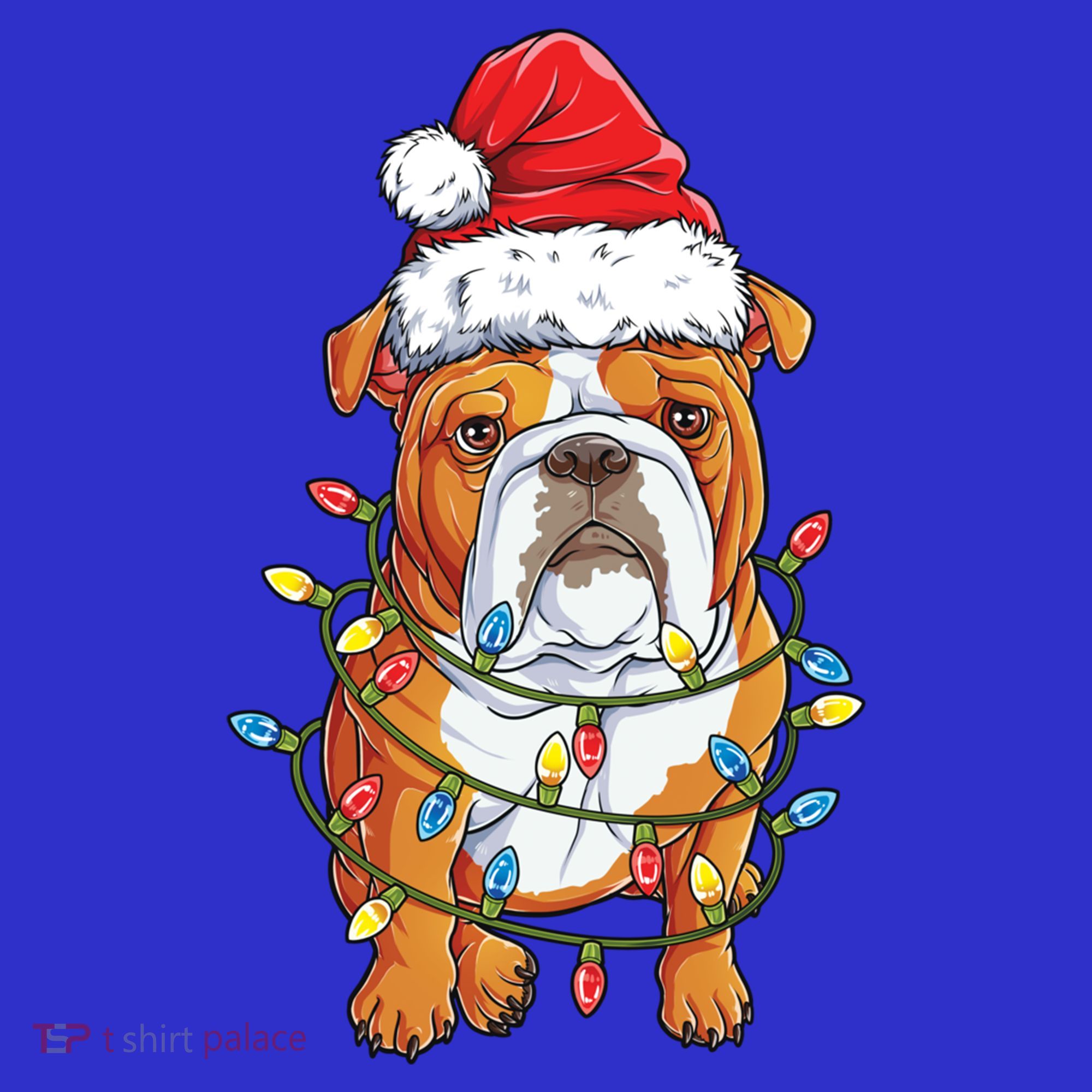 English Bulldog Santa Christmas Tree Lights Xmas Boys Dog Gift Women's Tank Top