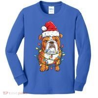 English Bulldog Santa Christmas Tree Lights Xmas Boys Dog Gift Kids Long Sleeve Shirt thumb 0