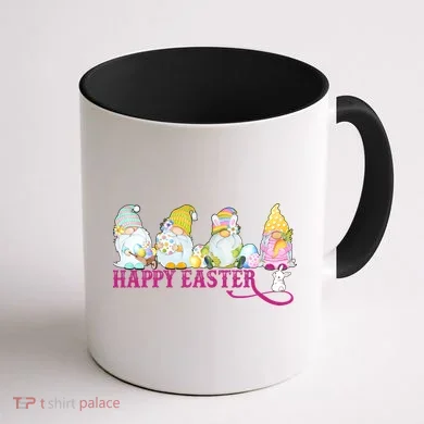 Easter Bunny Spring Gnome Easter Egg Hunting And Basket Coffee Mug back