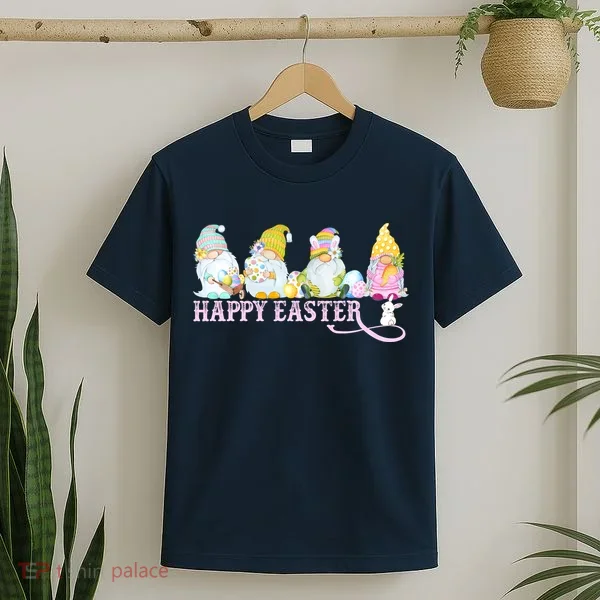 Easter Bunny Spring Gnome Easter Egg Hunting And Basket T-Shirt