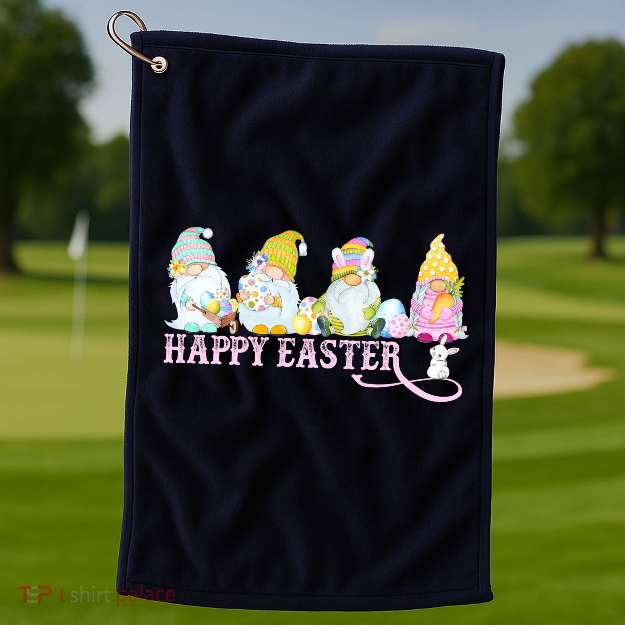 Easter Bunny Spring Gnome Easter Egg Hunting And Basket Golf Towel