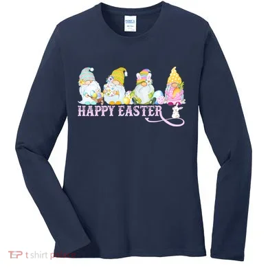 Easter Bunny Spring Gnome Easter Egg Hunting And Basket Women's Long Sleeve Shirt