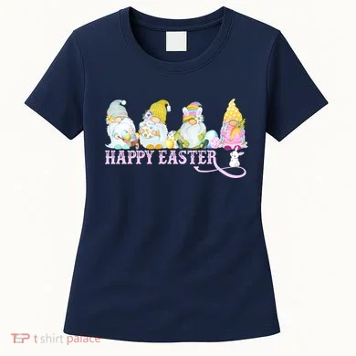 Easter Bunny Spring Gnome Easter Egg Hunting And Basket Women's T-Shirt
