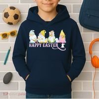 Easter Bunny Spring Gnome Easter Egg Hunting And Basket Kids Hoodie thumb 2