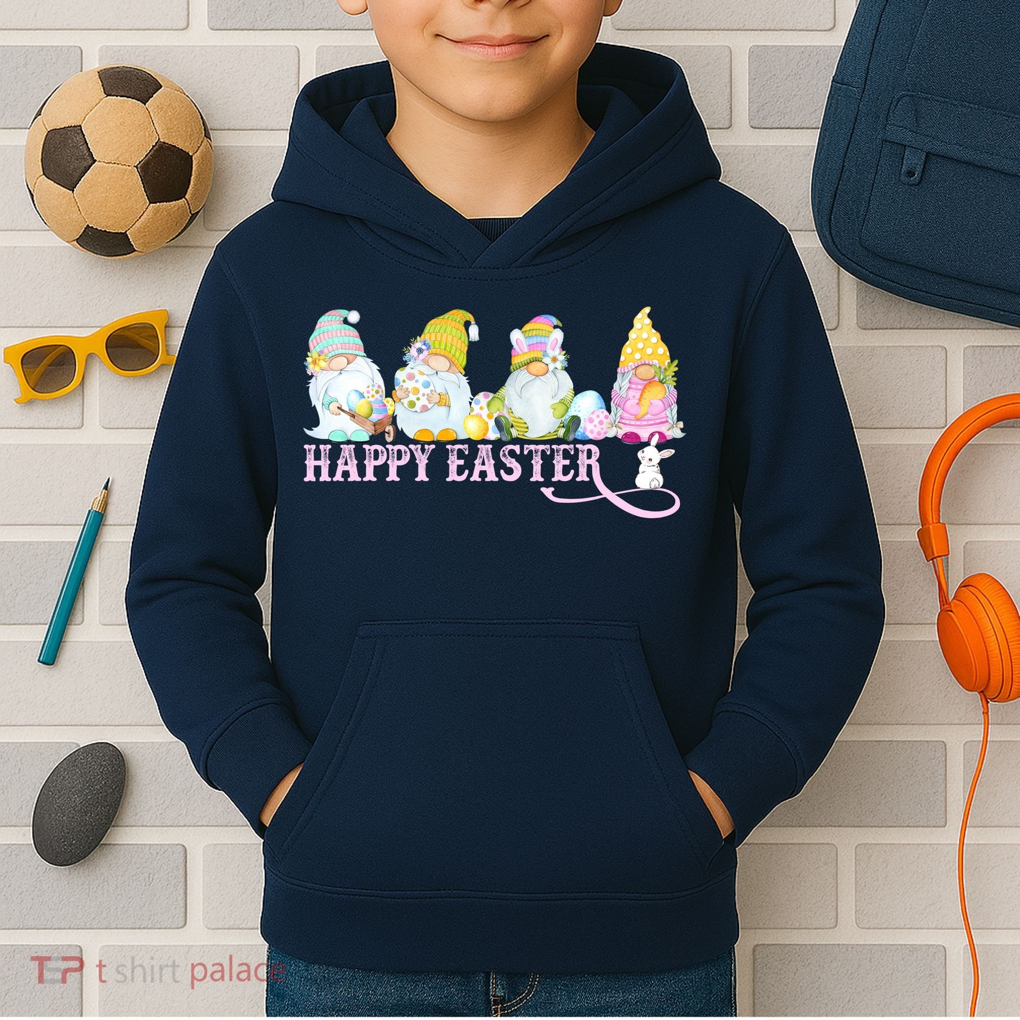 Easter Bunny Spring Gnome Easter Egg Hunting And Basket Kids Hoodie