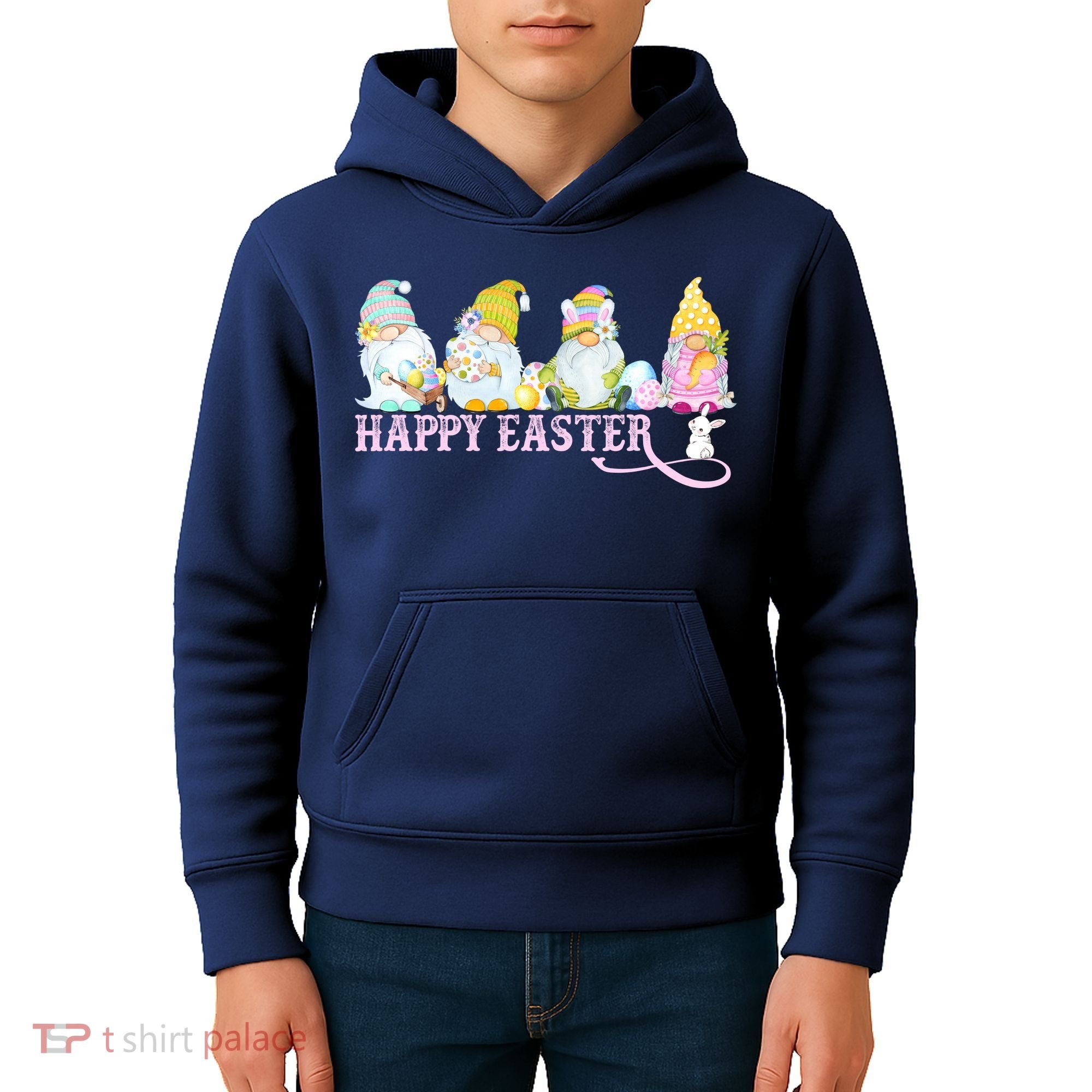 Easter Bunny Spring Gnome Easter Egg Hunting And Basket Kids Hoodie
