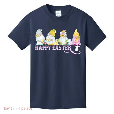 Easter Bunny Spring Gnome Easter Egg Hunting And Basket Kids T-Shirt
