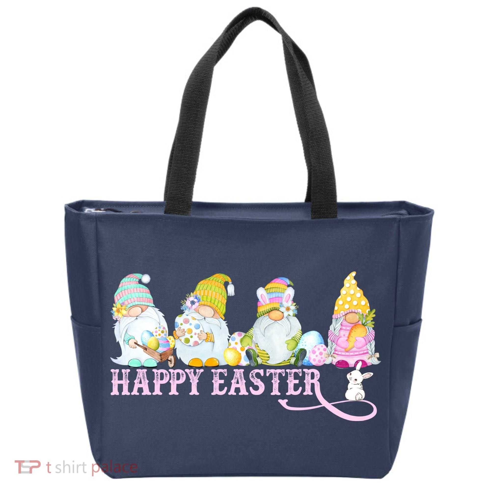 Easter Bunny Spring Gnome Easter Egg Hunting And Basket Tote Bag