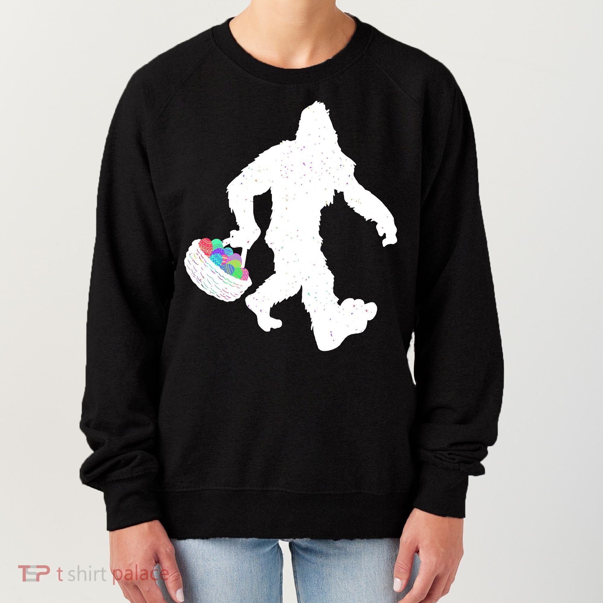 Easter Bigfoot Sasquatch Funny Easter Eggs Basket Women's Sweatshirt