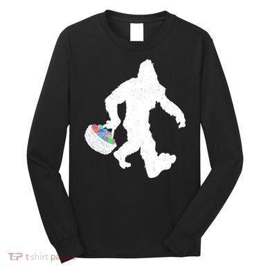 Easter Bigfoot Sasquatch Funny Easter Eggs Basket Long Sleeve Shirt