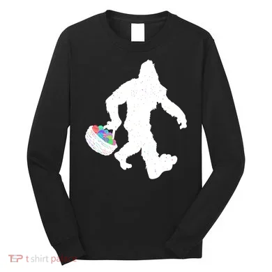 Easter Bigfoot Sasquatch Funny Easter Eggs Basket Long Sleeve Shirt