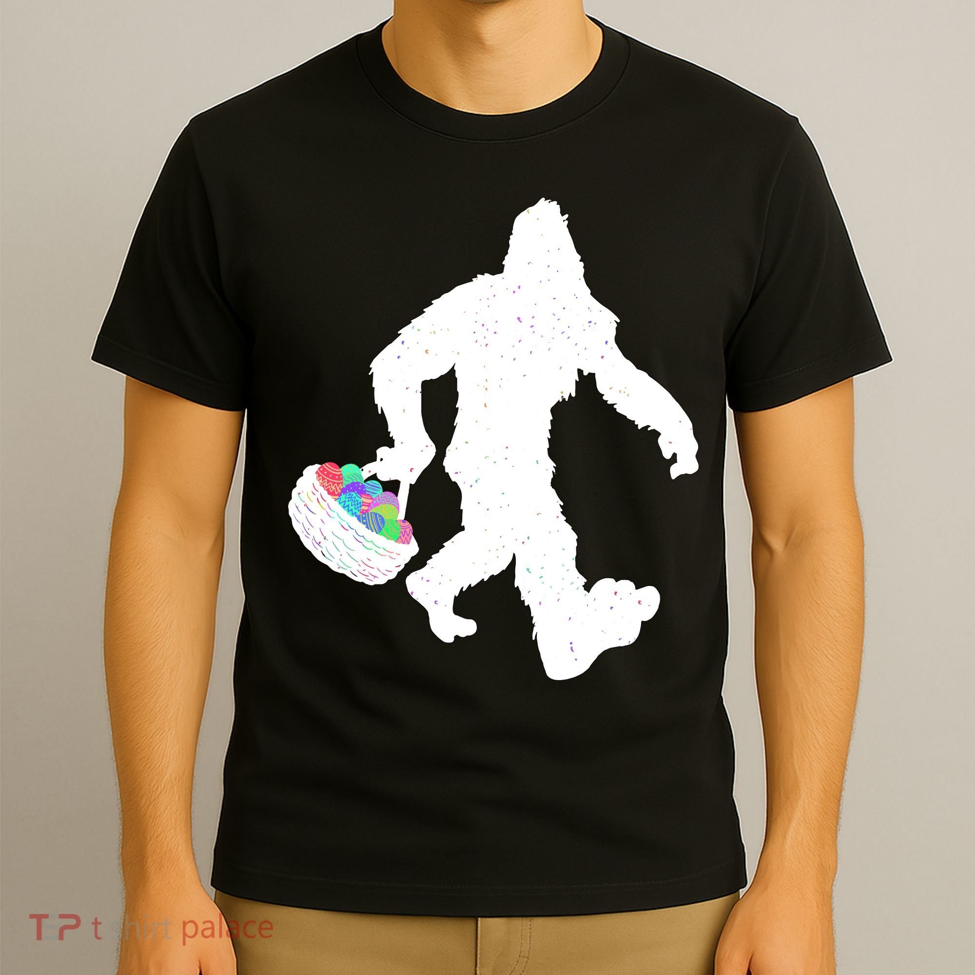 Easter Bigfoot Sasquatch Funny Easter Eggs Basket T-Shirt