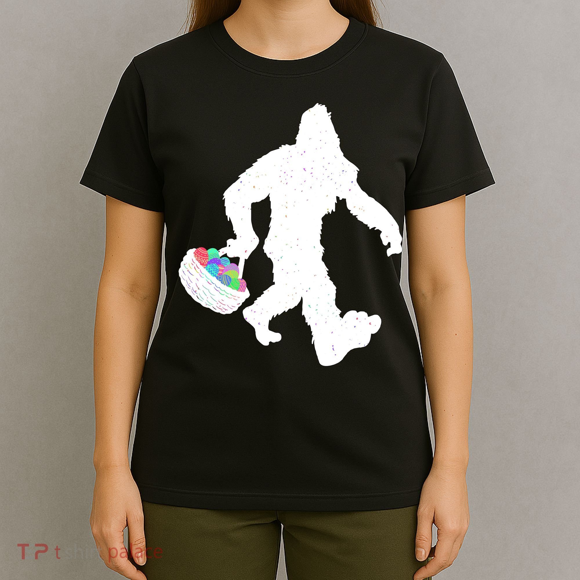 Easter Bigfoot Sasquatch Funny Easter Eggs Basket T-Shirt