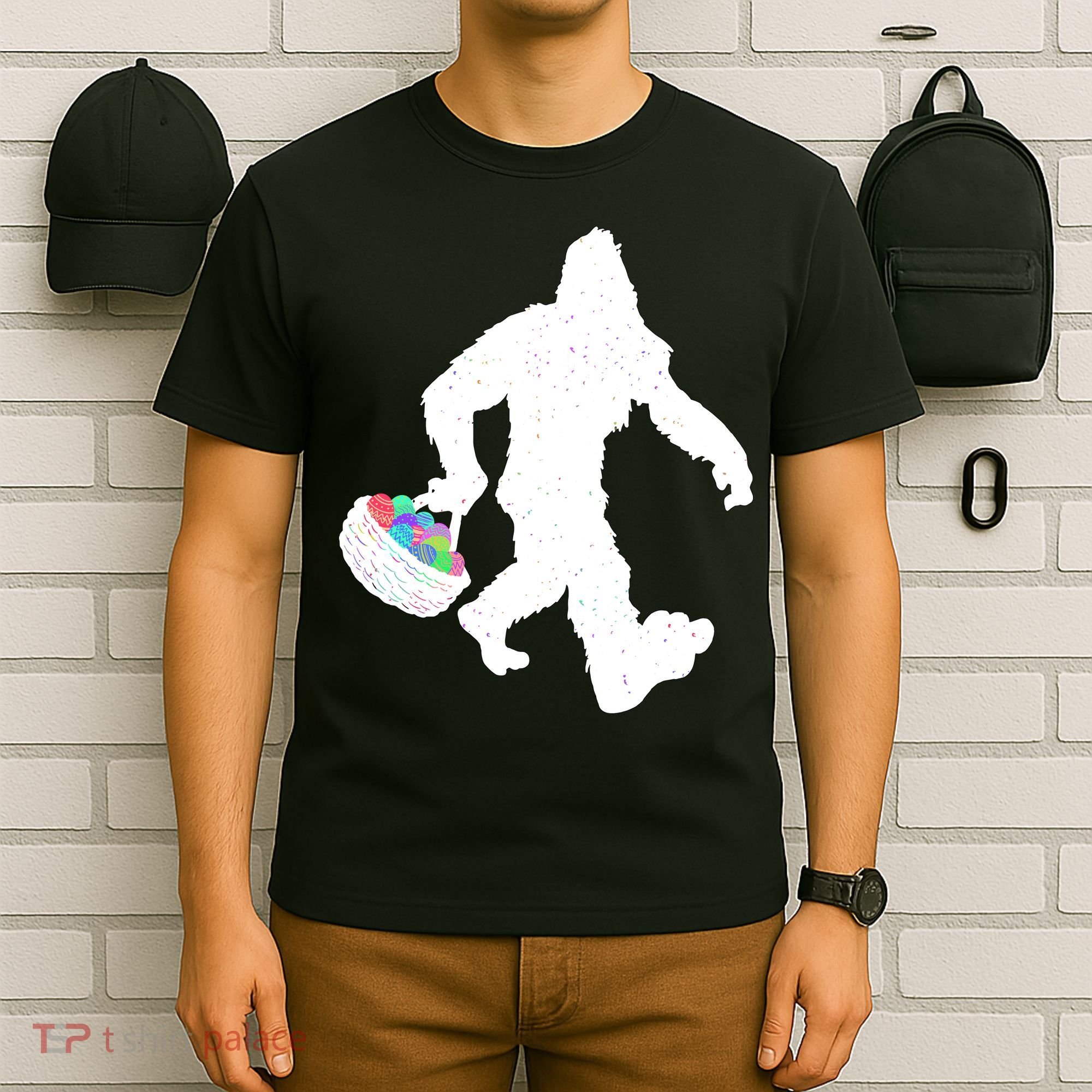 Easter Bigfoot Sasquatch Funny Easter Eggs Basket T-Shirt